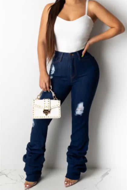 Dark Denim Slouched Mid Waist Jeans