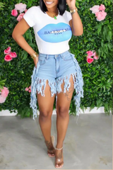 Light Blue Denim Shorts